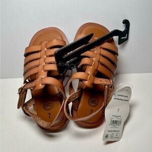 Wonder Nation Girls Gladiator Sandals Brown Size 7 Comfort Sock Non Marking Sole